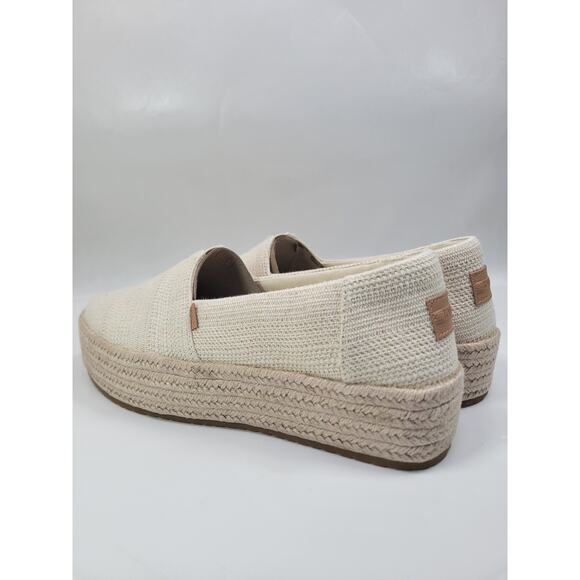 Women’s Tom’s Valencia Platform Espadrille Natural Undyed Metallic Linen Sz 11 - Picture 8 of 13
